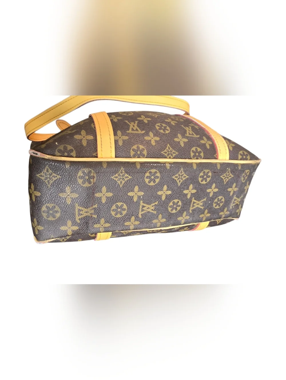Monogram Canvas Leather-Trim Tote - Brown/Tan